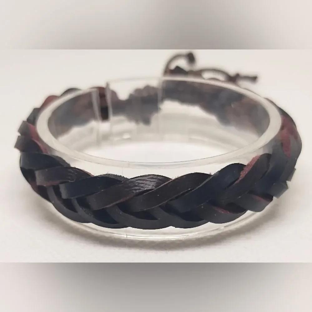 Men's bracelet leather braided brown new‎ e69